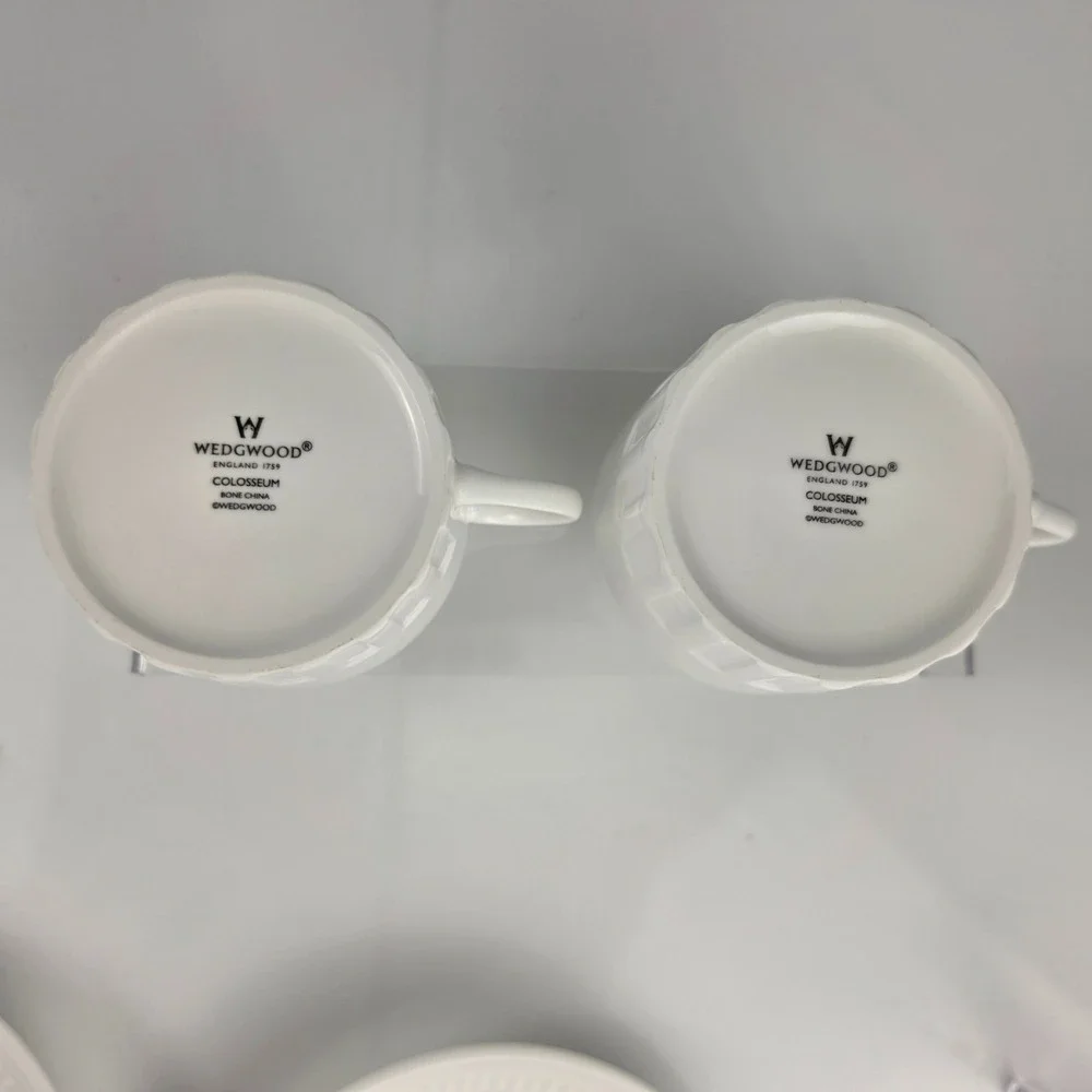 Wedgwood Colosseum Flat Cup & Saucer Set of 2 Pairs Bone China England